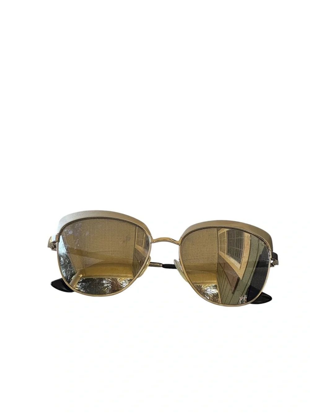 Prada Women's SPR51T SPR/51T Square Sunglasses Metallized Gold-Black